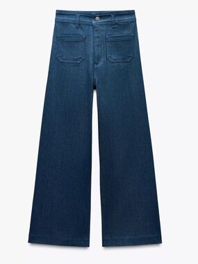 Zara High Waist Wide Leg Front Pocket Jean “Indigo” (Size 14) 32